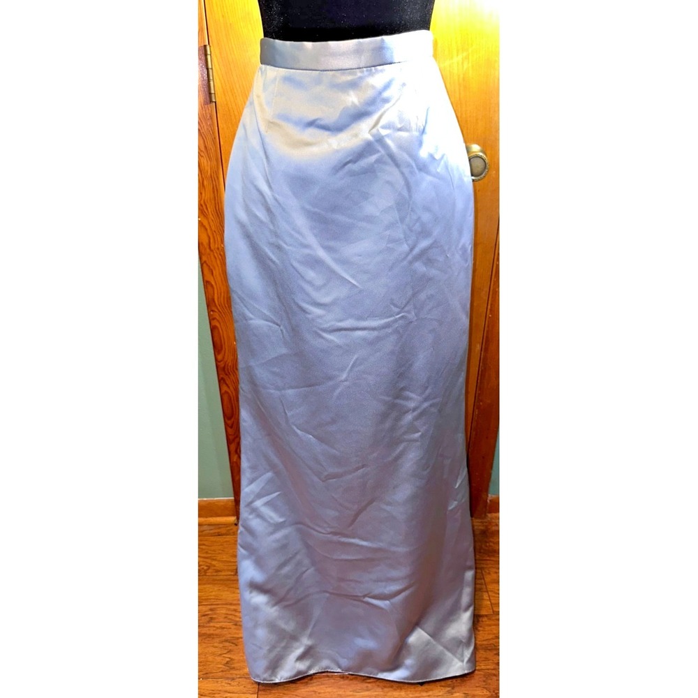 Alfred Angelo Light Blue Satin Long Formal Bridesmaid Skirt with Bustle Est Sz 0